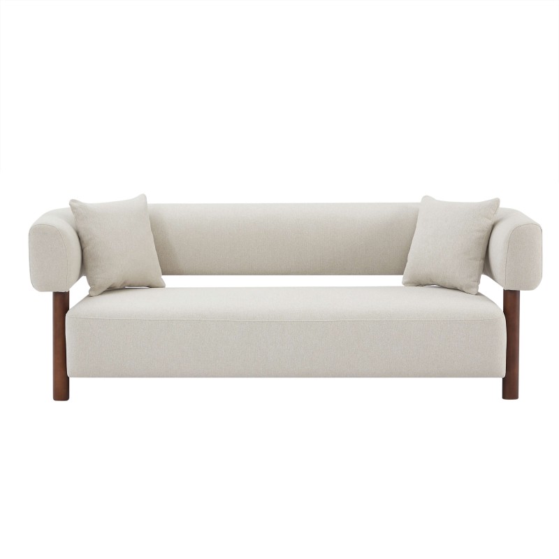 Canapé droit BRAZZA fixe tissu beige 3 places