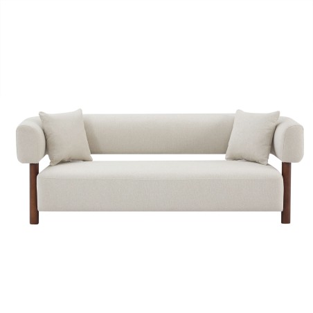 Canapé droit BRAZZA fixe tissu beige 3 places
