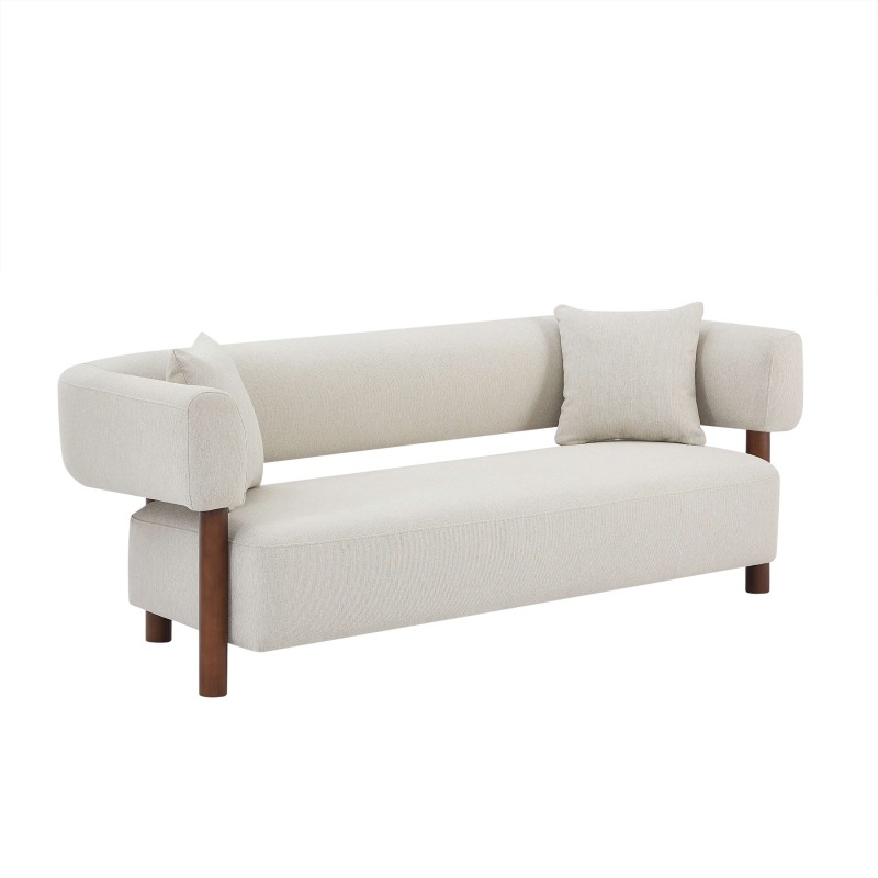 Canapé droit BRAZZA fixe tissu beige 3 places