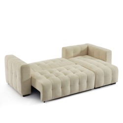Canapé d'angle LEVIA convertible et réversible tissu taupe 4 places