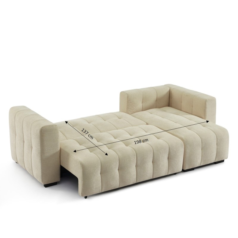 Canapé d'angle LEVIA convertible et réversible tissu taupe 4 places