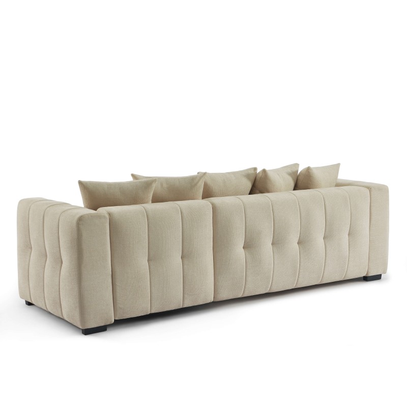 Canapé d'angle LEVIA convertible et réversible tissu taupe 4 places