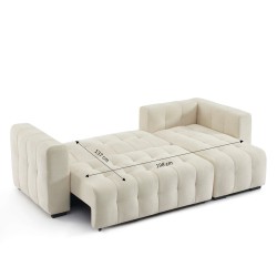 Canapé d'angle LEVIA convertible et réversible tissu beige 4 places