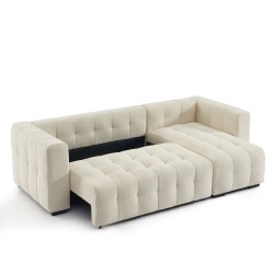 Canapé d'angle LEVIA convertible et réversible tissu beige 4 places