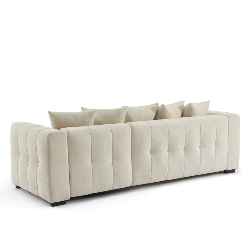 Canapé d'angle LEVIA convertible et réversible tissu beige 4 places