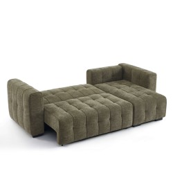 Canapé d'angle LEVIA convertible et réversible tissu vert 4 places