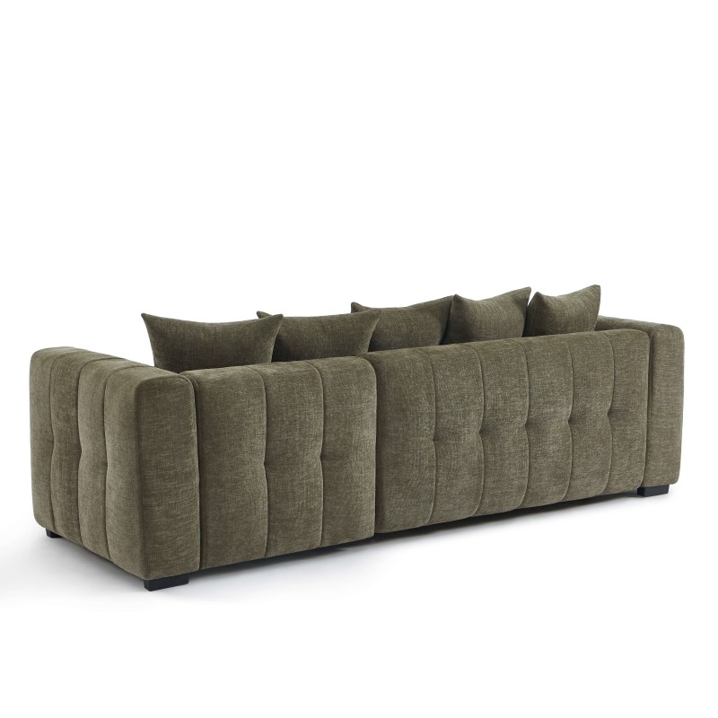 Canapé d'angle LEVIA convertible et réversible tissu vert 4 places