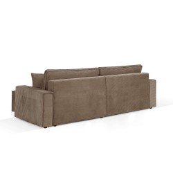 Canapé d'angle ZOLA convertible et réversible chaise large velours côtelé taupe 4 places