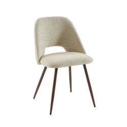 Lot de 2 chaises ELISABETH tissu beige pieds effet chêne