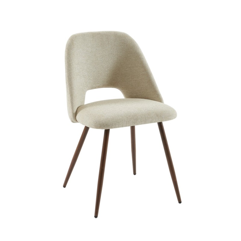 Lot de 2 chaises ELISABETH tissu beige pieds effet chêne