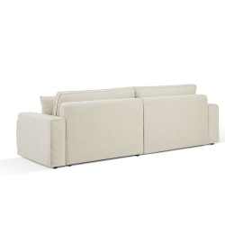 Canapé d'angle ZOLA convertible et réversible chaise large velours côtelé beige 4 places