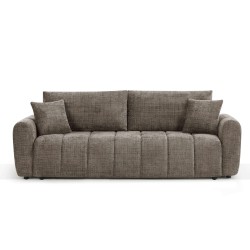 Canapé droit JONEA convertible tissu marron 3 places