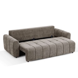 Canapé droit JONEA convertible tissu marron 3 places