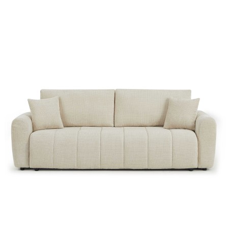 Canapé droit JONEA convertible tissu beige 3 places