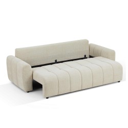 Canapé droit JONEA convertible tissu beige 3 places