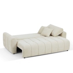 Canapé droit JONEA convertible tissu beige 3 places