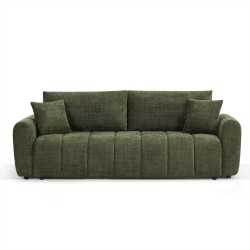 Canapé droit JONEA convertible tissu vert 3 places