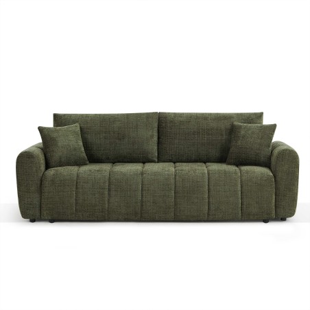 Canapé droit JONEA convertible tissu vert 3 places