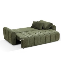 Canapé droit JONEA convertible tissu vert 3 places