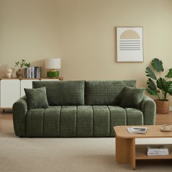 Canapé droit JONEA convertible tissu vert 3 places