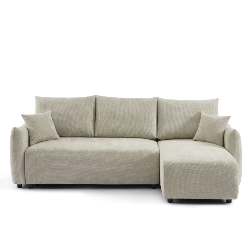 Canapé d'angle NEMEA convertible et réversible tissu beige 4 places
