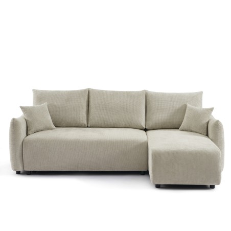 Canapé d'angle NEMEA convertible et réversible tissu beige 4 places