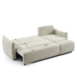 Canapé d'angle NEMEA convertible et réversible tissu beige 4 places