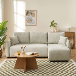 Canapé d'angle NEMEA convertible et réversible tissu beige 4 places