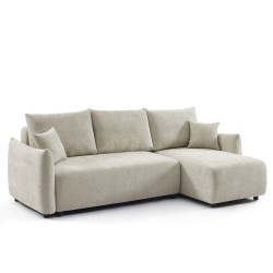 Canapé d'angle NEMEA convertible et réversible tissu beige 4 places