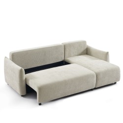 Canapé d'angle NEMEA convertible et réversible tissu beige 4 places