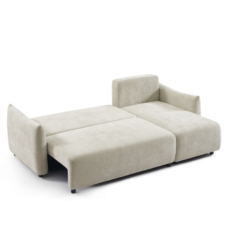 Canapé d'angle NEMEA convertible et réversible tissu beige 4 places