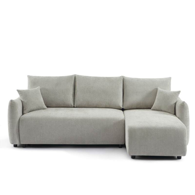 Canapé d'angle NEMEA convertible et réversible tissu gris 4 places