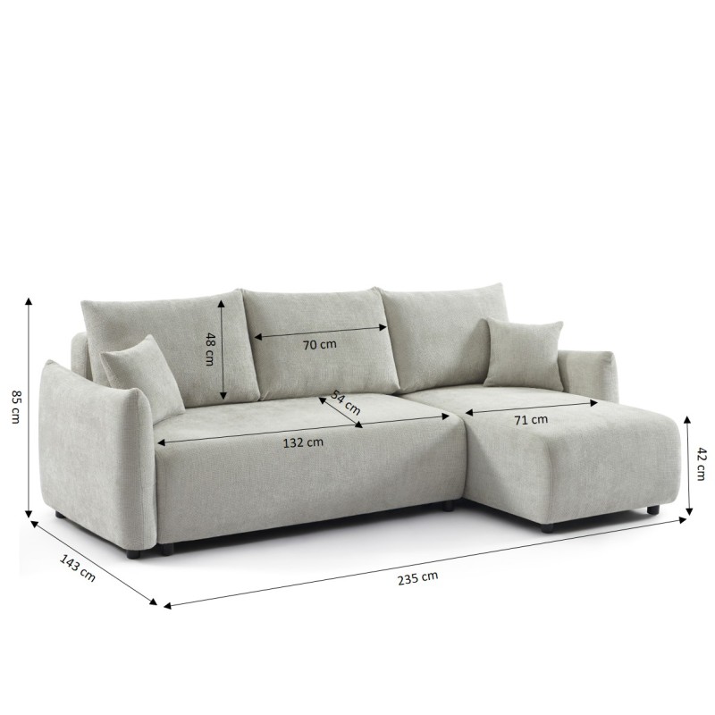 Canapé d'angle NEMEA convertible et réversible tissu gris 4 places