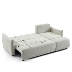 Canapé d'angle NEMEA convertible et réversible tissu gris 4 places