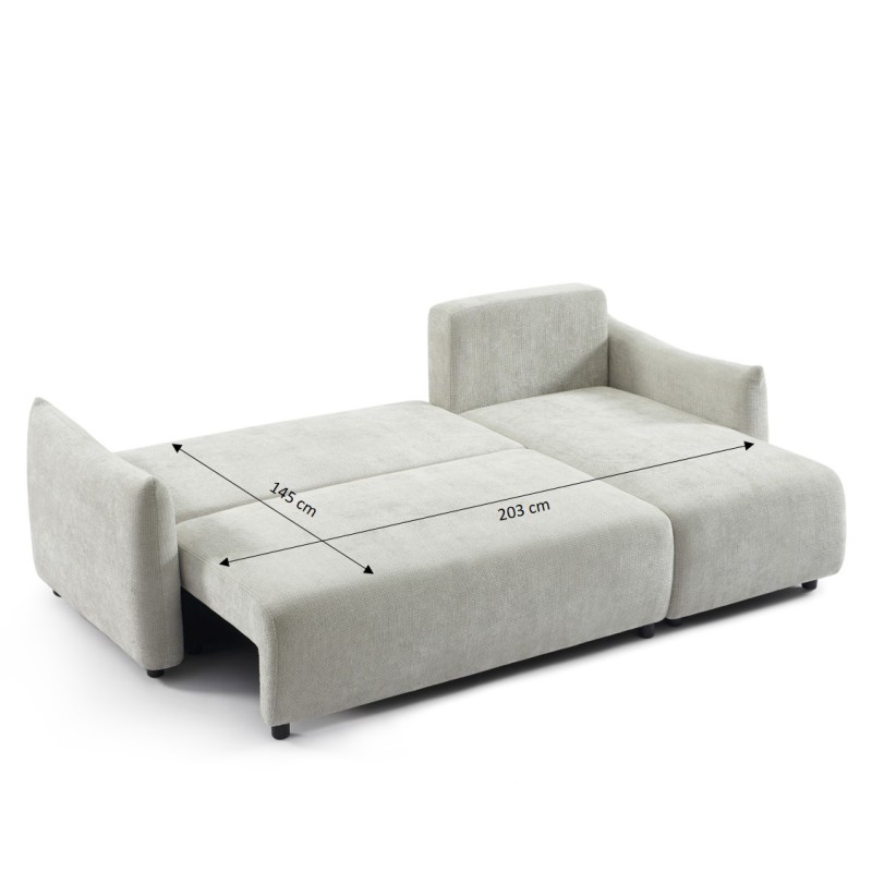 Canapé d'angle NEMEA convertible et réversible tissu gris 4 places