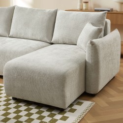 Canapé d'angle NEMEA convertible et réversible tissu gris 4 places