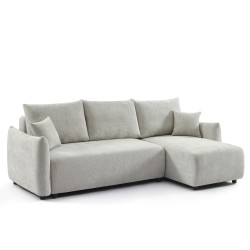 Canapé d'angle NEMEA convertible et réversible tissu gris 4 places