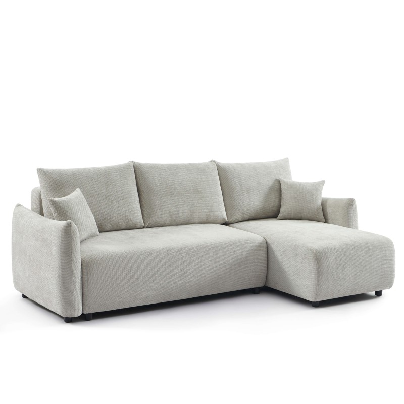 Canapé d'angle NEMEA convertible et réversible tissu gris 4 places