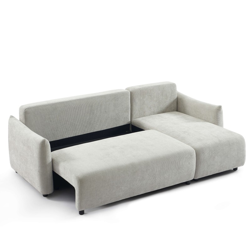 Canapé d'angle NEMEA convertible et réversible tissu gris 4 places