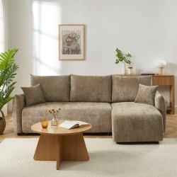 Canapé d'angle NEMEA convertible et réversible tissu marron 4 places