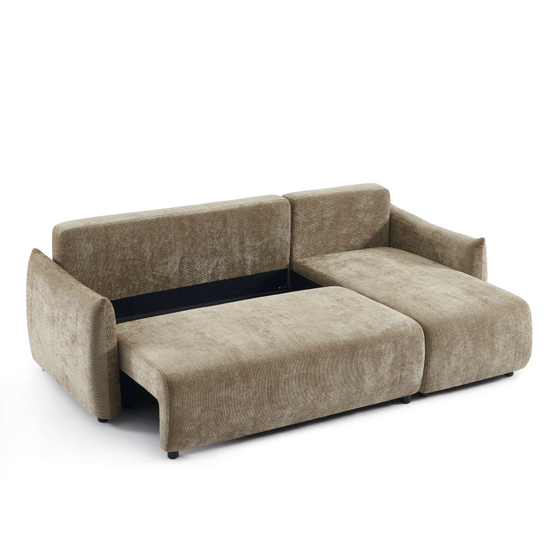 Canapé d'angle NEMEA convertible et réversible tissu marron 4 places