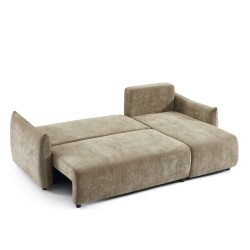 Canapé d'angle NEMEA convertible et réversible tissu marron 4 places