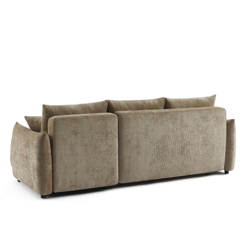 Canapé d'angle NEMEA convertible et réversible tissu marron 4 places