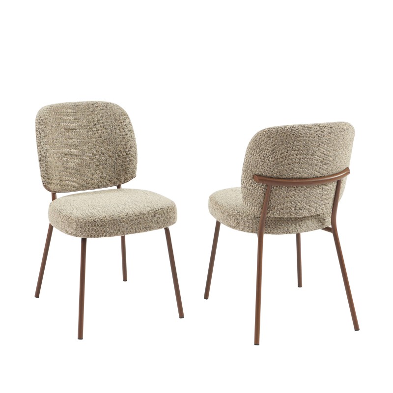 Lot de 2 chaises MOE en tissu marron clair