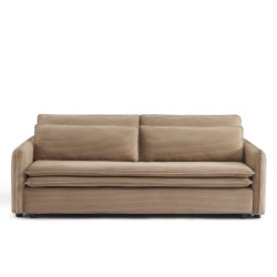 Canapé droit CIBOLA convertible velours côtelé taupe 3 places