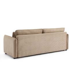 Canapé droit CIBOLA convertible velours côtelé taupe 3 places