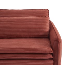 Canapé droit CIBOLA convertible velours côtelé terracotta 3 places