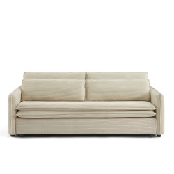 Canapé droit CIBOLA convertible velours côtelé beige 3 places