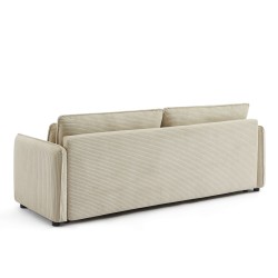 Canapé droit CIBOLA convertible velours côtelé beige 3 places