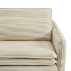 Canapé droit CIBOLA convertible velours côtelé beige 3 places